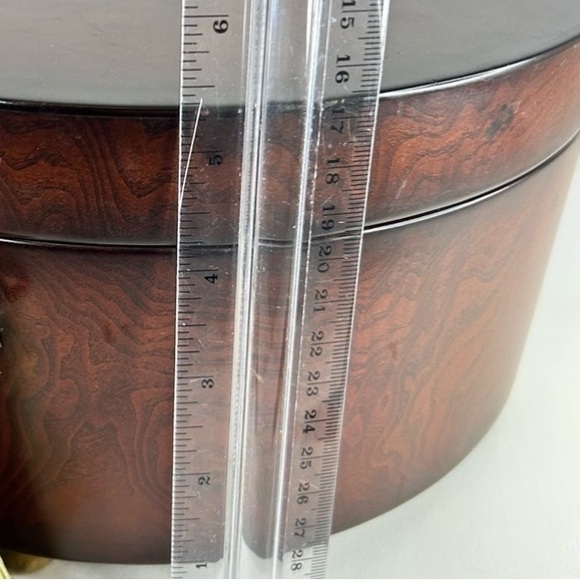 Vintage Bombay CompanyJewelry Box Half Circle Wooden Brown With Tray Key - Picture 3 of 16